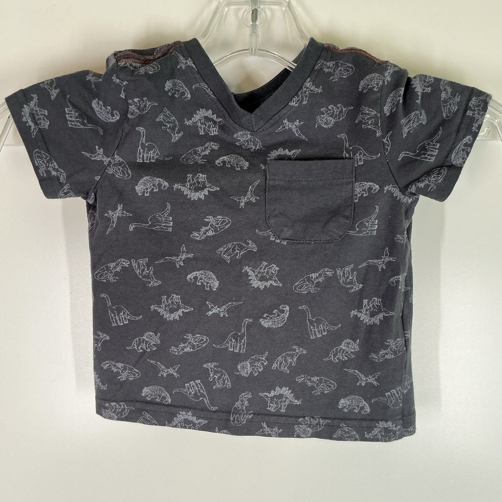 Tommy Bahama‎ Baby Boy Dinosaur Shirt Size 12 Months Navy Blue / Gray V Neck